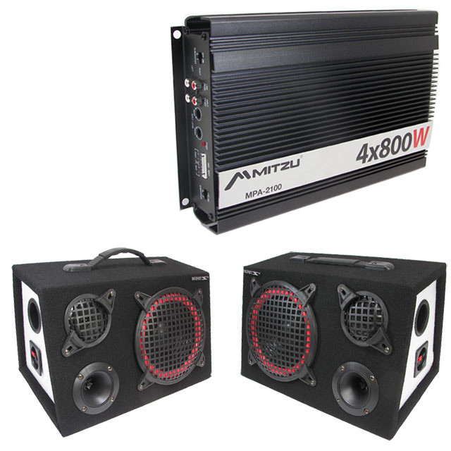 4 Channel 800W Car Audio Amplifier 2 1200W BoomBoxes Subwoofers Speakers eBay