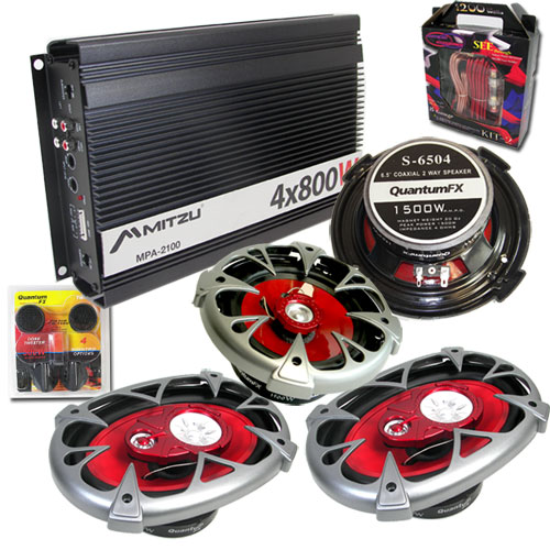 Package 800W Car Amplifier 2 6x9" Two 6.5" Speakers Speaker Bundle Amp