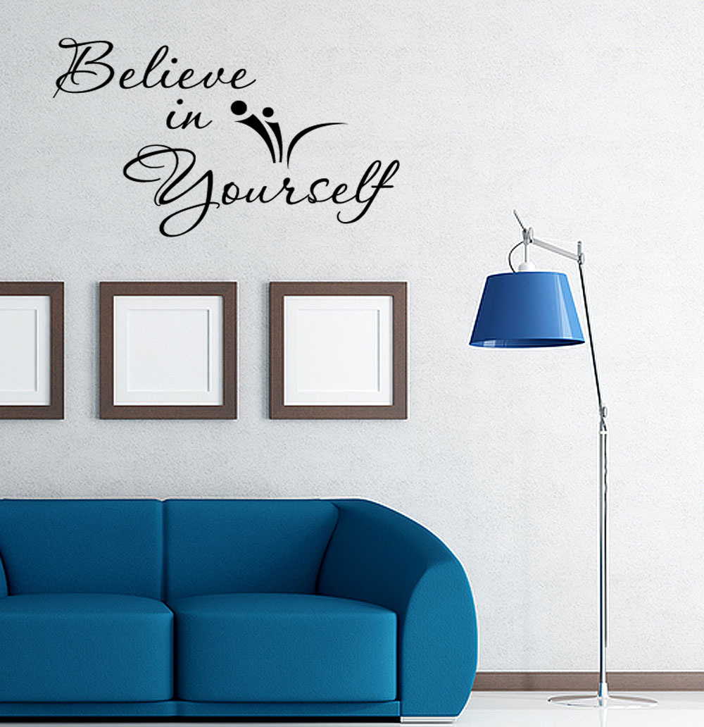 BELIEVE IN YOURSELF ~ INSPIRATIONAL WALL STICKER QUOTE DECAL ART MURAL