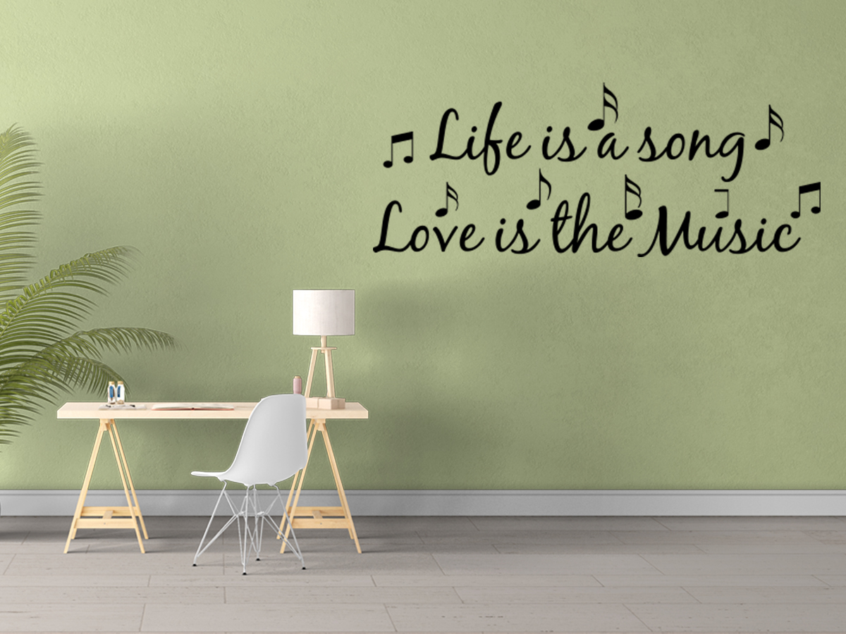 LIFEISASONGLOVEISMUSICVinylWallquoteDecalhomeDecorWallSticker